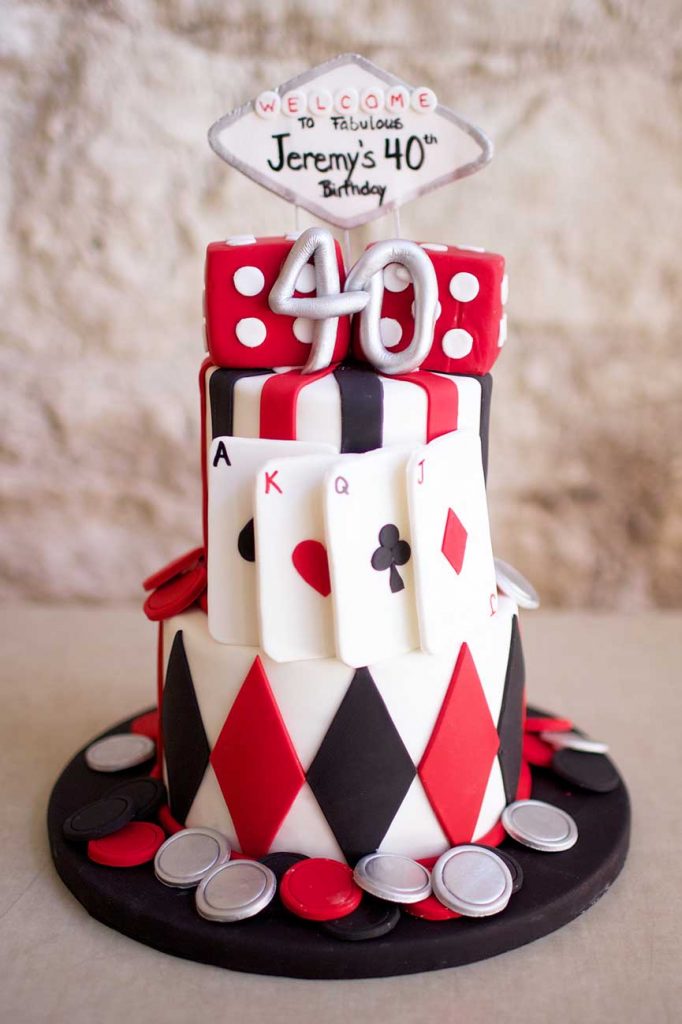 birthday cake with fondant playing cards